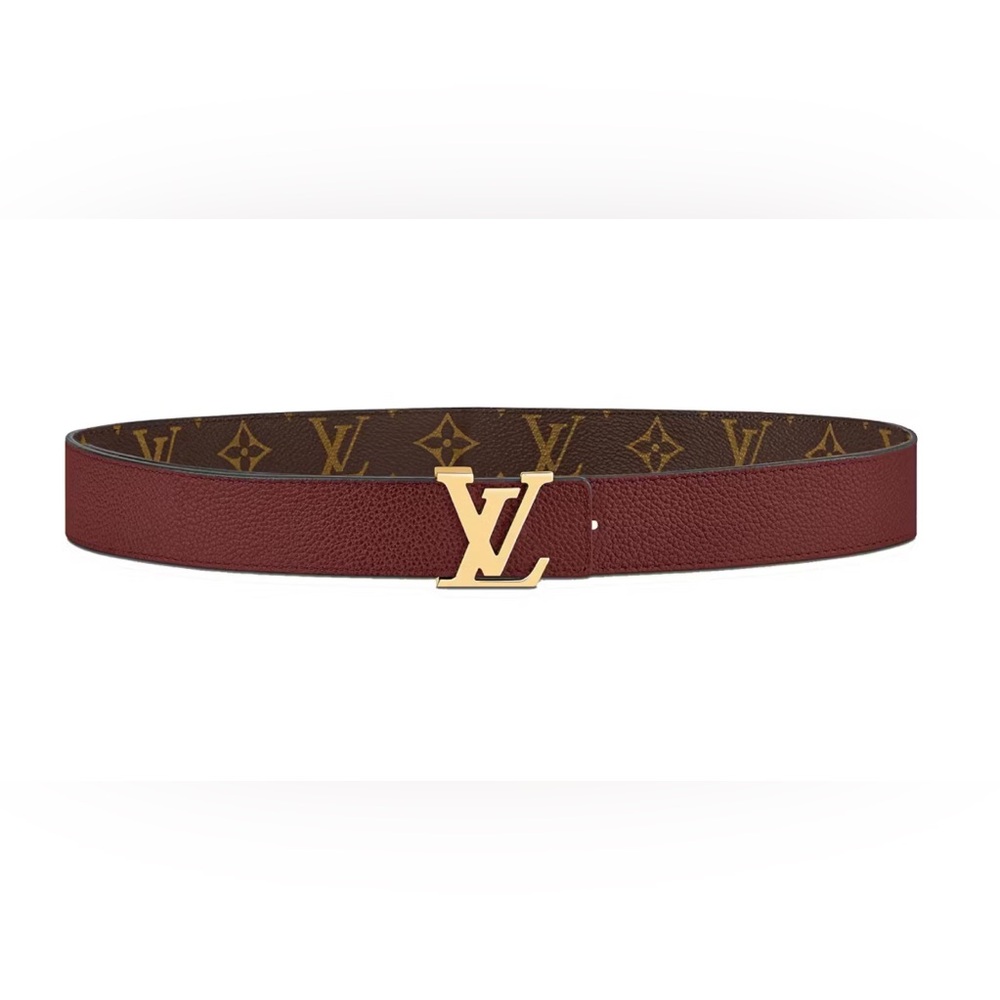 Louis Vuitton Initiales Reversible 30mm Belt, Cherry Red and Monogram Canvas